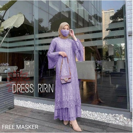 Promo Gamis Remaja Lebaran Terbaru 2021 2022 Pesta Kondangan Maxi Ririn Brukat Model Kekinian Mewah 