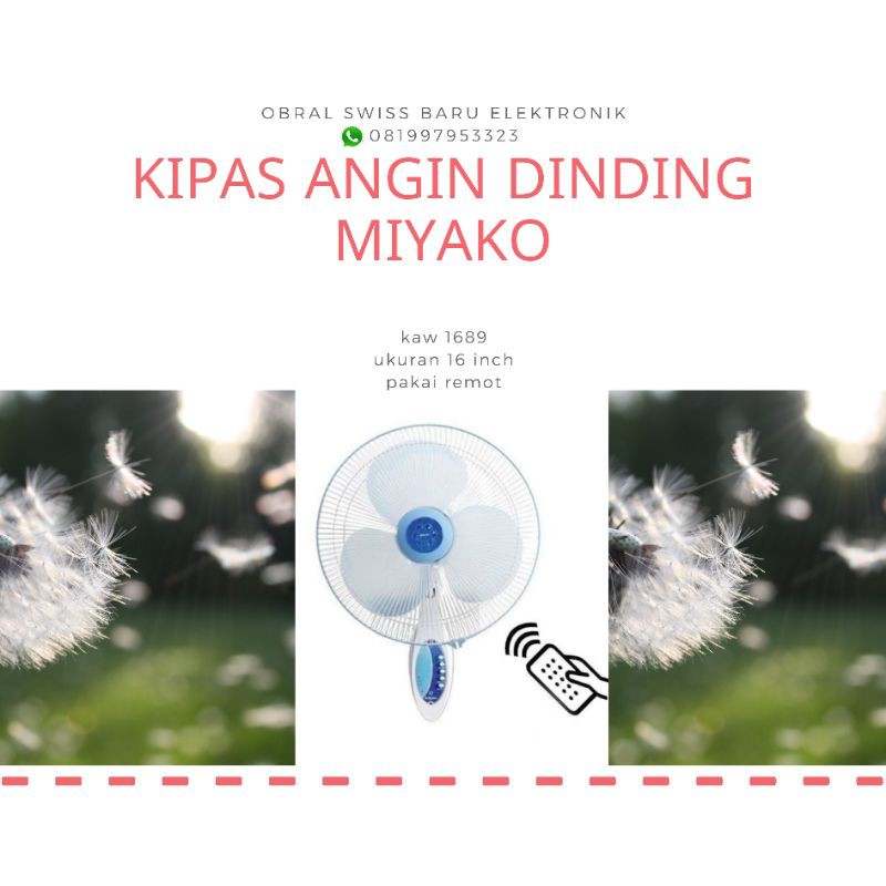 kipas angin miyako dinding remot miyako kaw 1689rc
