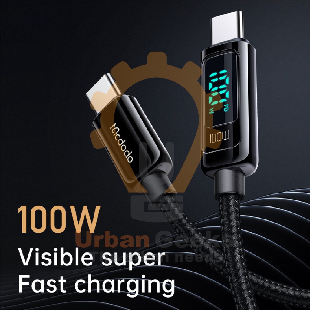 Kabel Charging Mcdodo CA-882 Kabel USB Type C To Type C Digital Display PD FAST 100W