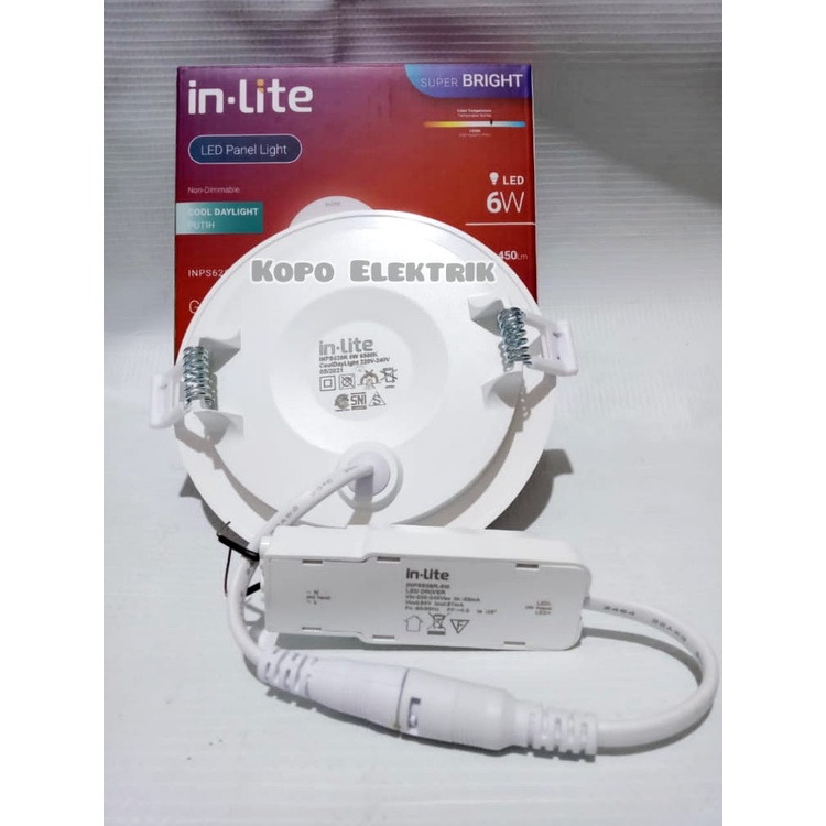 (BERGARANSI 1 TAHUN) INLITE Downlight Led Panel 6 Watt BULAT IB 6w