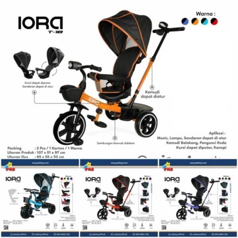 SEPEDA RODA TIGA PMB IORA T18 TRICYCLE STOLLER IORA NEW T18