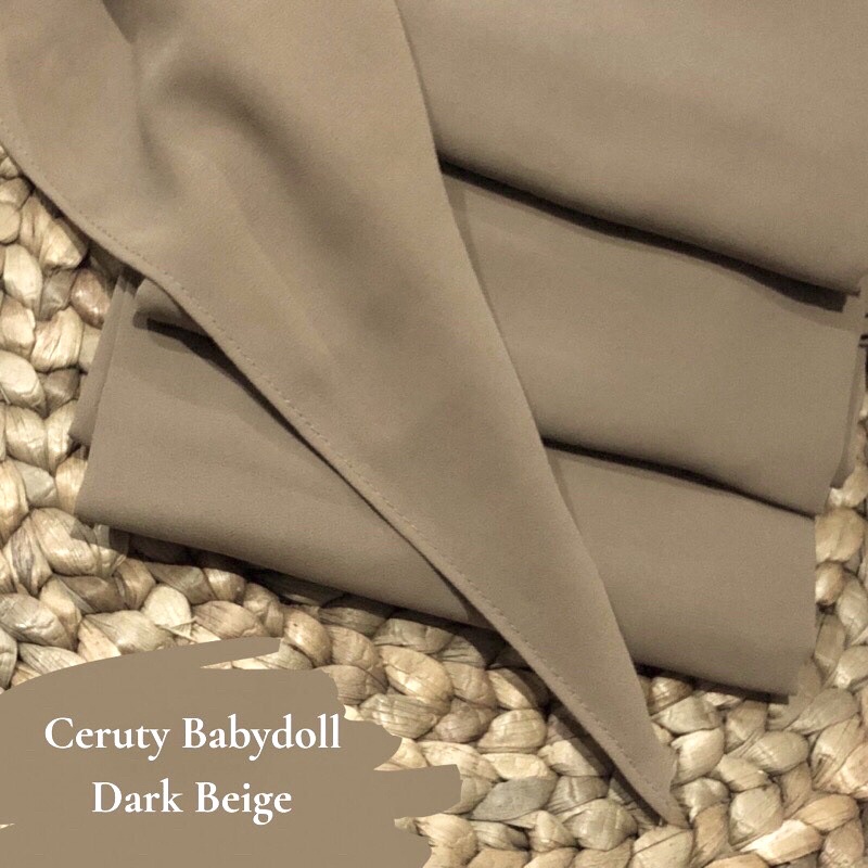 PASHMINA CERUTY BABYDOLL PREMIUM JAHIT TEPI Hijab Jilbab-Dark Beige