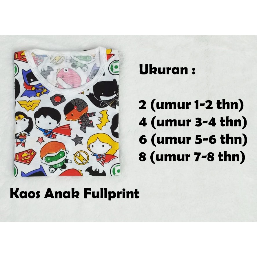 Kaos Anak Lengan Pendek Fullprint Hero