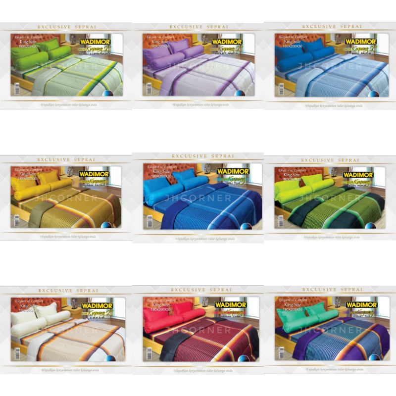 SPREI WADIMOR FLAT FITTED UKURAN 180X200CM T30CM 6KAKI KING SIZE ASLI TENUN TERBARU MOTIF KUPANG