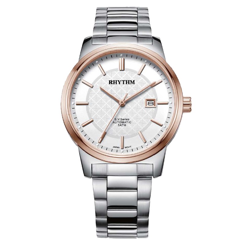 JAM TANGAN PRIA RHYTHM AUTOMATIC AV1501 S03 AV1501S03 SILVER ROSEGOLD STAINLESS STRAP
