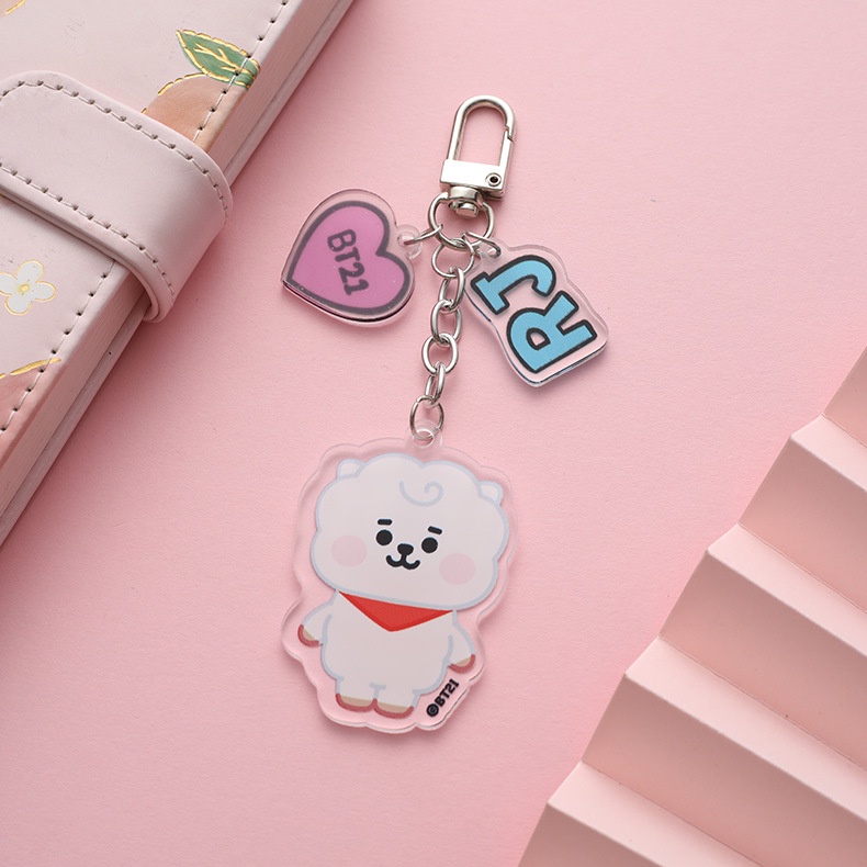 Gantungan Kunci Kartun Untuk Pria Dan Wanita BTS BT21 Lovely Car Bag Doll Pendant Key Chain Gantungan Kunci