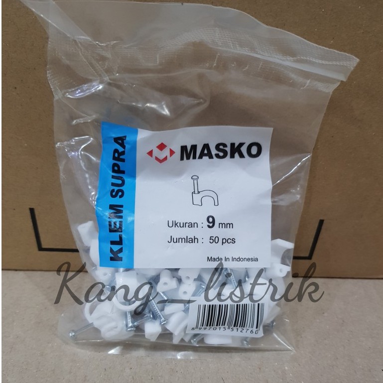 KLEM KABEL PAKU BETON NO 9 MM ( 50 PCS ) MASKO / CABLE CLIP LISTRIK