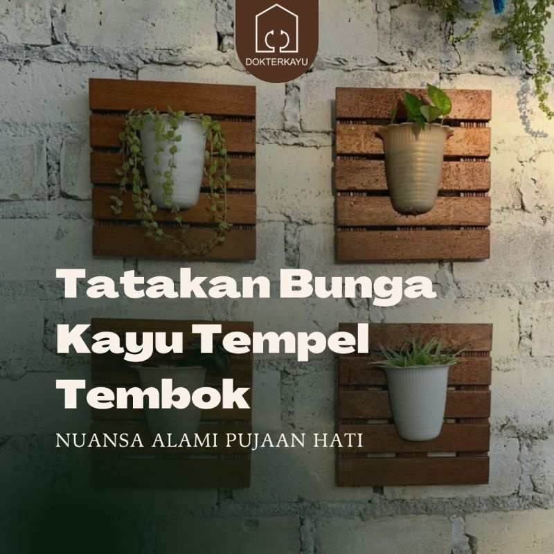 Hiasan pot tempel dinding kayu dekorasi pot bunga hiasan taman