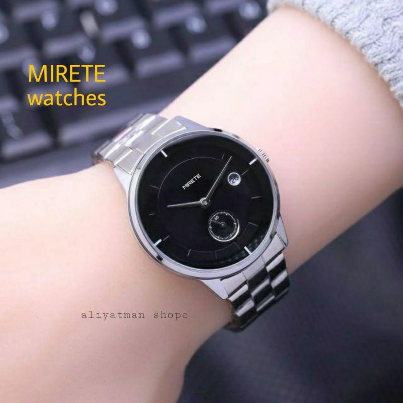 JAM TANGAN WANITA MIRETE ORIGINAL FITUR TANGGAL WATER RESISITANT RANTAI STAENLES STEL DIAMTER 2,8MM