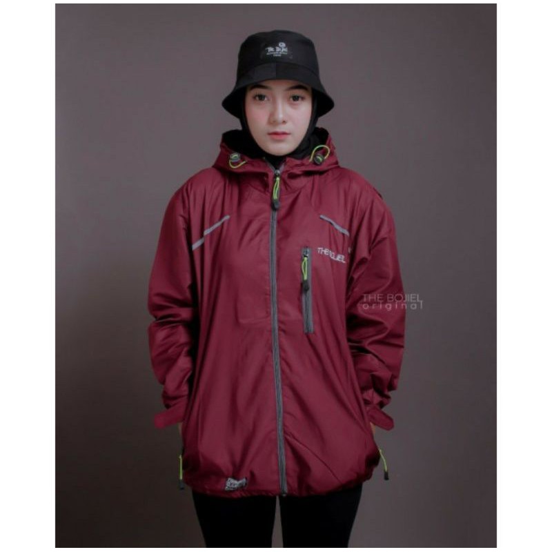 Jaket Parasut Wanita Waterproof Anti Air Original The Bojiel (CHEST) / Jaket Cewek-Maroon