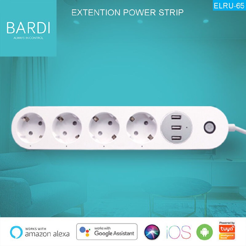 Bardi SMART EXTENTION POWER STRIP 4 EU Wifi Wireless IoT Home Automation Colokan Stop Kontak Pintar