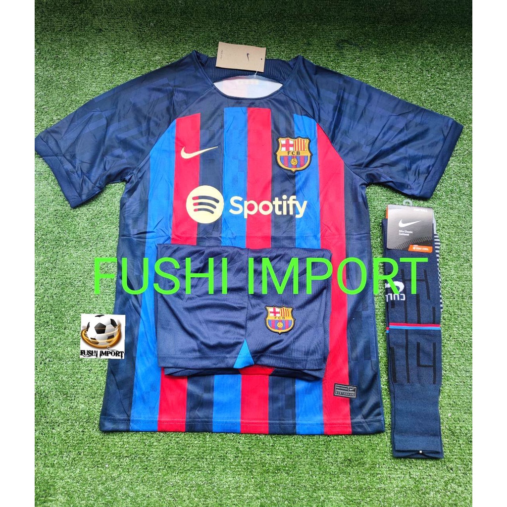 Setelan Jersey Baju Bola Barca Home 2022 2023 ( Fullset Satu Set ) Grade Ori