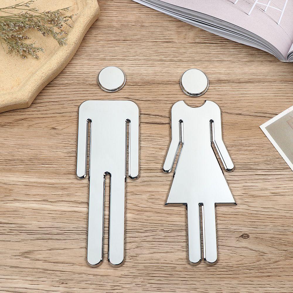 Populer 3D Toilet Sign Prompt Aksesoris Perekat Diri Dekorasi Dinding DIY Pintu Plakat