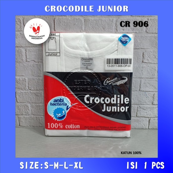 Kaos Dalam Anak Singlet Crocodile Junior CR 906 Putih ISI 1Pcs