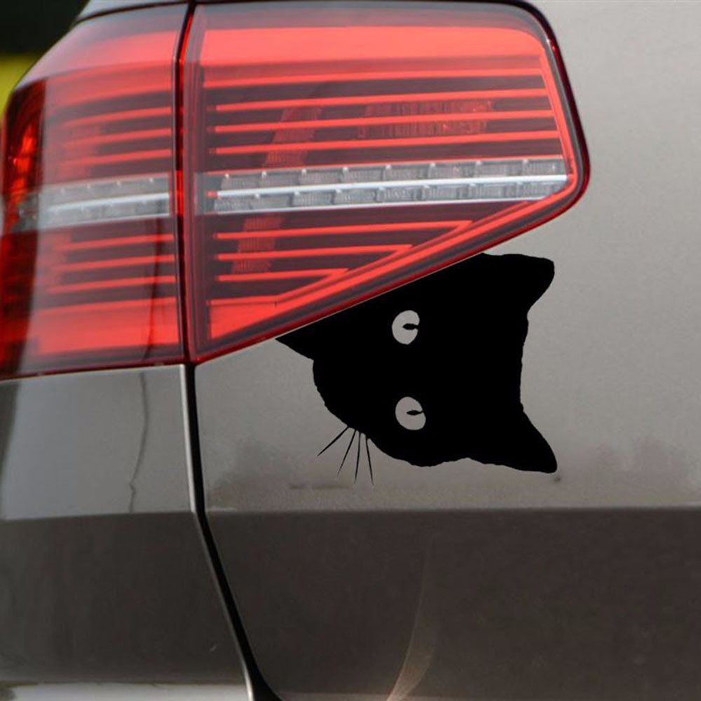 Quinton Stiker Reflektif Motif Wajah Kucing Mengintip Multi Warna Untuk Dekorasi Jendela Mobil / Motor