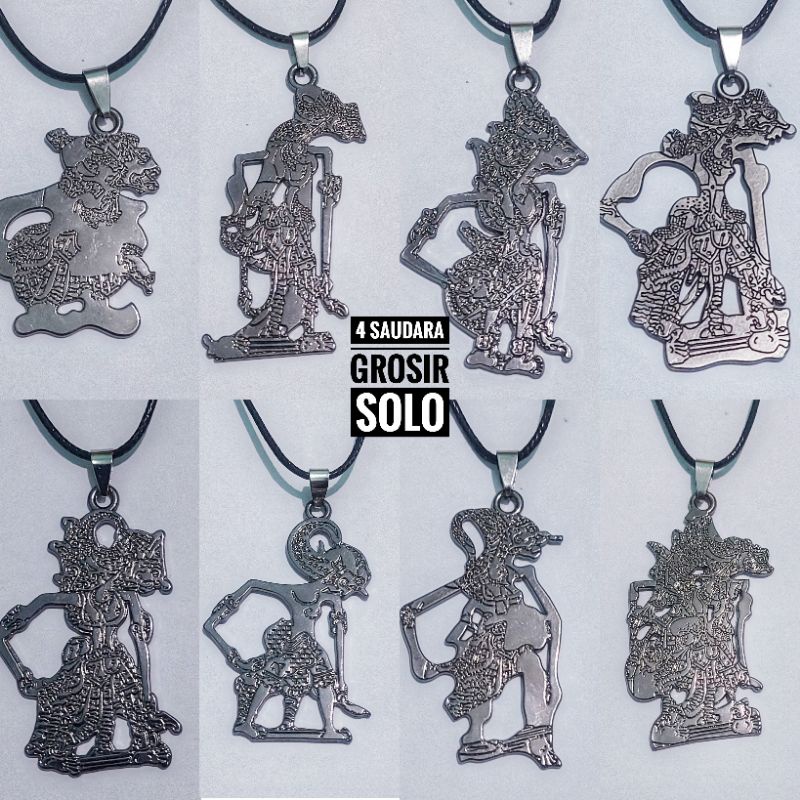 4s Grosir Solo || Kalung Wayang / Kalung Bandul Wayang || Kalung Hitam Tali Korea Liontin Wayang Jawa