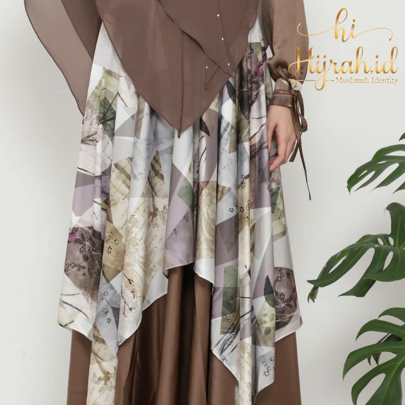 Gamis Syari Set Coklat Tua Gamis Branded Gamis Motif  Cantik Gamis Terbaru Gamis Jumbo Umbrella Gami