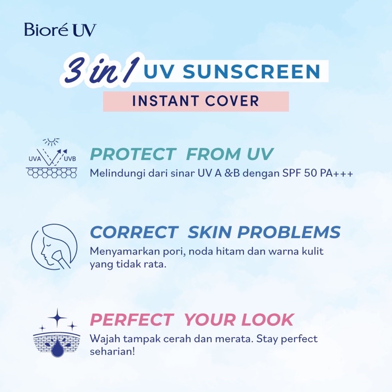 BIORE Sunscreen UV Fresh &amp; Bright Instant Cover | Oil control Matte Sunscreen SPF 50+ PA+++