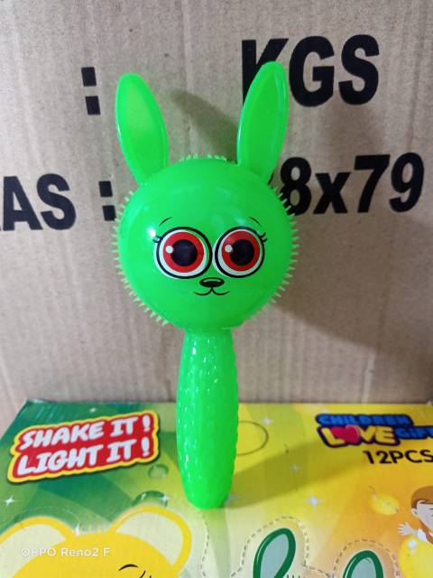 PUFFER BALL CUTE ANIMAL LAMPU STICK / RUBBER STICK TOYS / mainan anak bayi pencet led murah