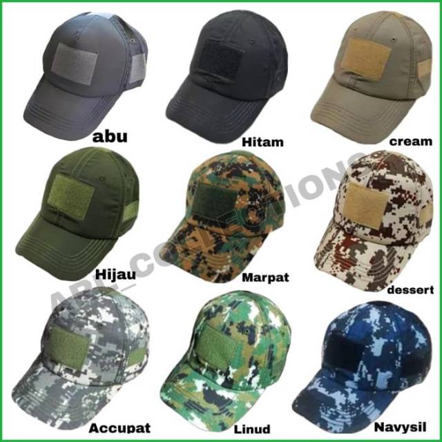 Topi bdu loreng army/topi velcro tactical hat/topi pria wanita military airsoft outdoor