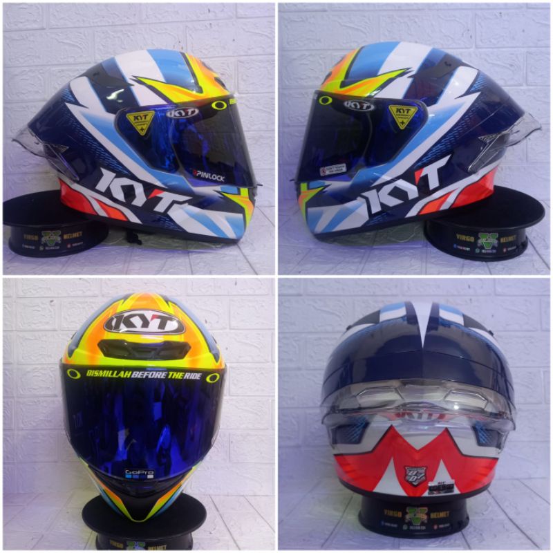 KYT TT COURSE TATI REPLICA GP EDITION PAKET GANTENG VISOR IRIDIUM + SPOILER