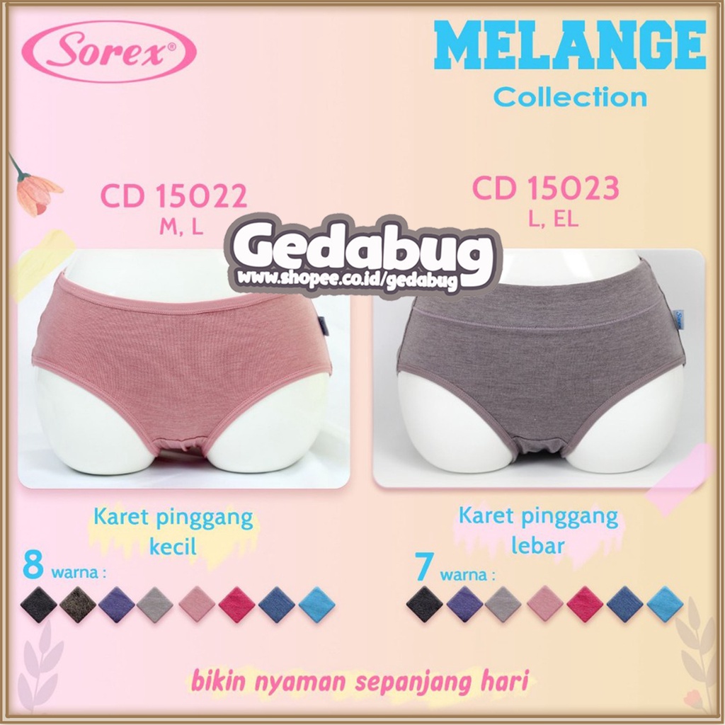 3 Pcs - CD wanita Sorex 15023 Malange Collection Midi | CD Wanita Karet Pinggang Lebar | Gedabug