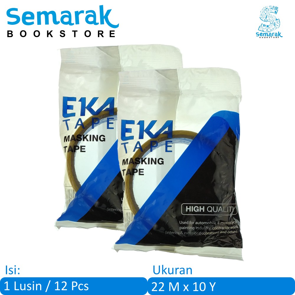 

Lakban Perekat Pengemasan Eka Tape Masking Tape 22 MM x 10 Y - Kuning [1 Lusin / 12 Pcs]