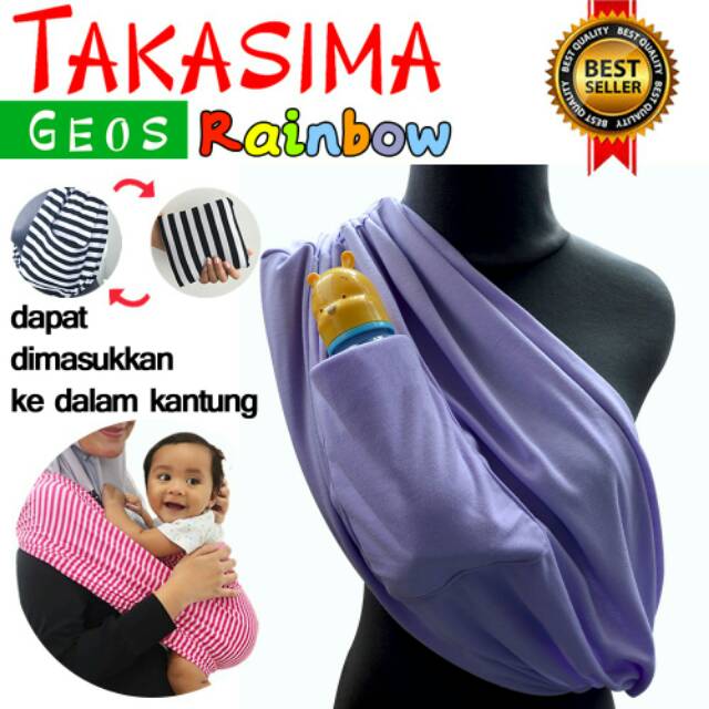 Gendongan kaos rainbow geos baby gendongan samping rainbow