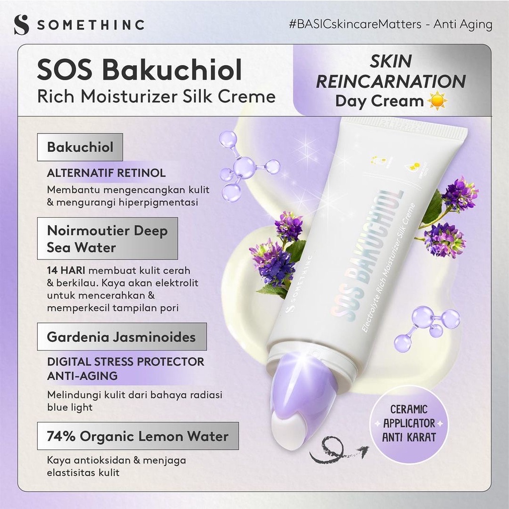 SOMETHINC Basic Series Indonesia / ACNEDOT SKIN GOALS SOS Bakuchiol PEPTINOL / Acne Brightening Anti Aging / Skincare Body Care Make Up / Cleanser Essence Toner Serum Eye Moisturizer Creme Cream Sunscreen Mask Spot Gel Cushion Lipstick Lip Tint Paket Set