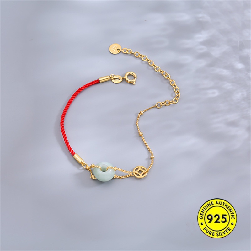 Jade Red Rope Bracelet Gold