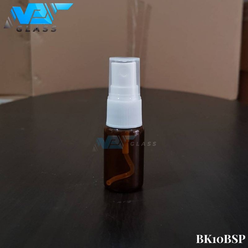 botol kaca coklat 10ml tutup spray putih / botol spray 10ml kaca