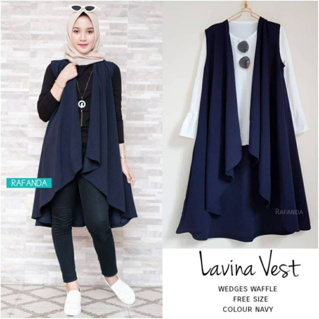 Lavina Vest, VEST/KARDIGAN WANITA SUPER CANTIK MODIS FIT XXL LD 100-114 BAHAN WEDGES WAFFLE TERMURAH TERLARIS OOTD