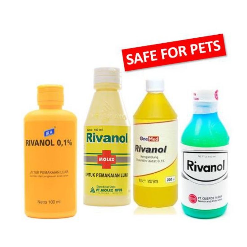 RIVANOL, cairan pembersih, pengering dan penyembuh luka kucing & anjing