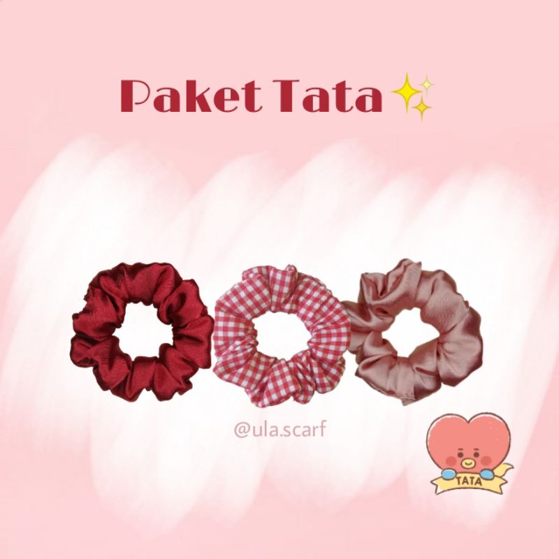 Scrunchies satin premium (FREE GIFT STIKER)- MINI-MEDIUM-Paket Tata