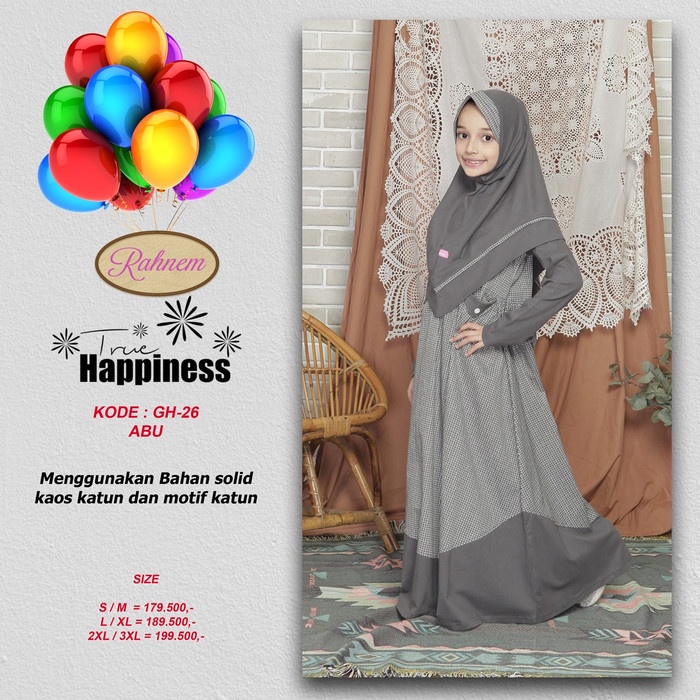Gamis wanita gamis couple rahnem gm gh 26/ gamis ibu dan anak / dress wanita - Anak Abu, S Gamis wan