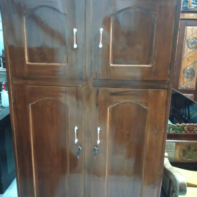 LEMARI KAYU JATI 4 PINTU