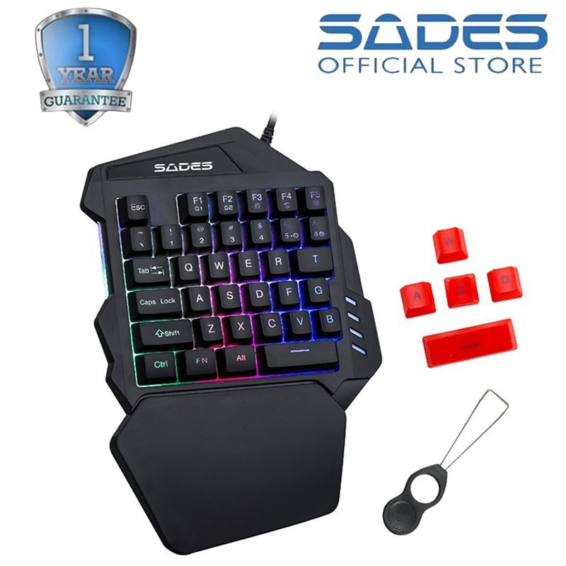 Keyboard gaming sades Wired usb 2.0 membrane single hand macro rgb revolver Ts-36 - Keypad Ts36