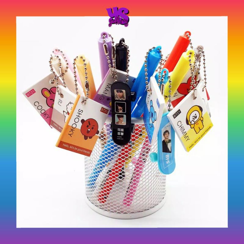 

Pulpen BT21 BTS gantungan skateboard / notes / sisir / ruler