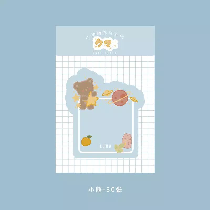 STICKY NOTE ANIMAL CUTE | MEMO NOTE KARTUN PASTEL KOREA BUJO-Kuma