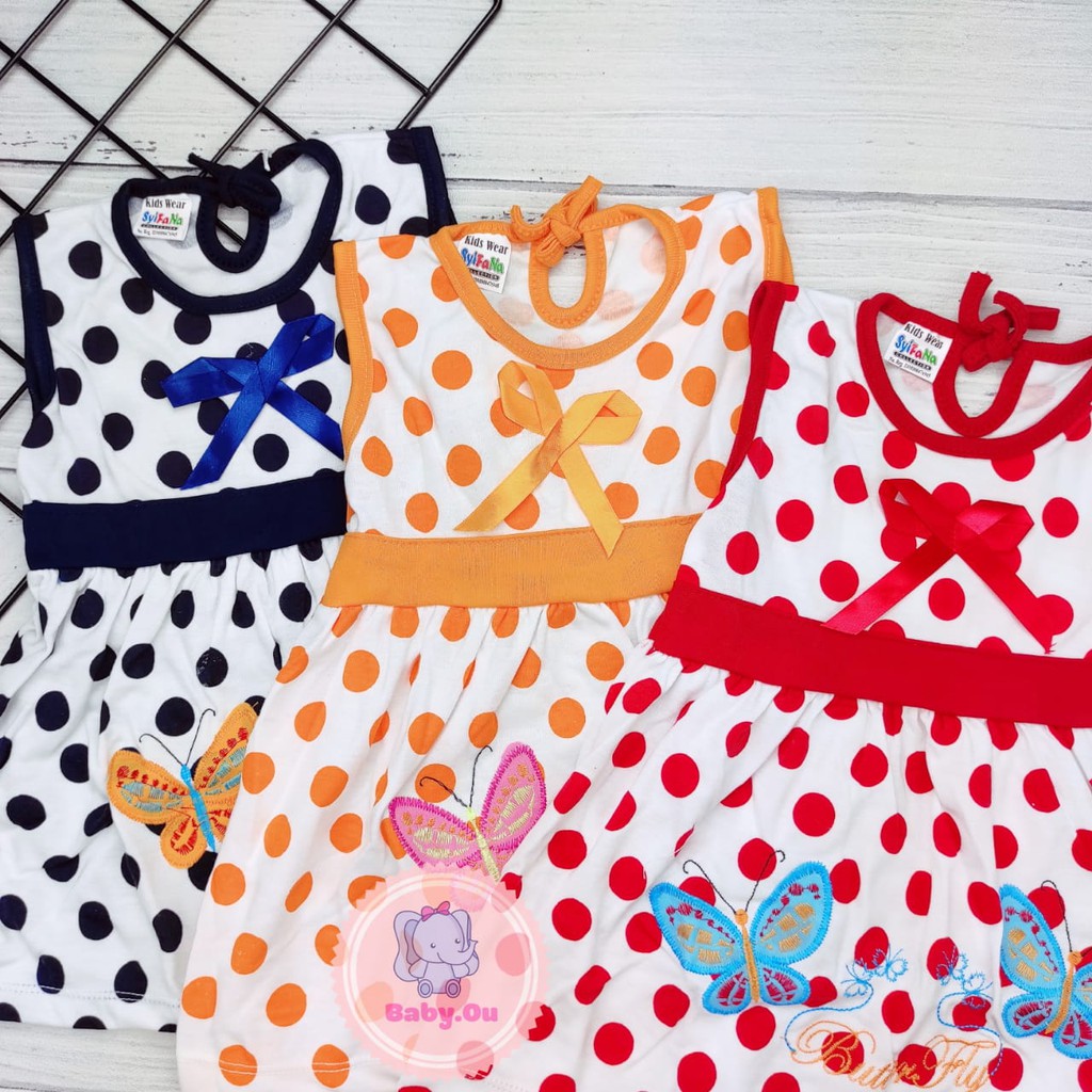 Dress Bayi Perempuan Motif Butterfly / Baju Bayi Perempuan  Merk Syifana / Baby.ou