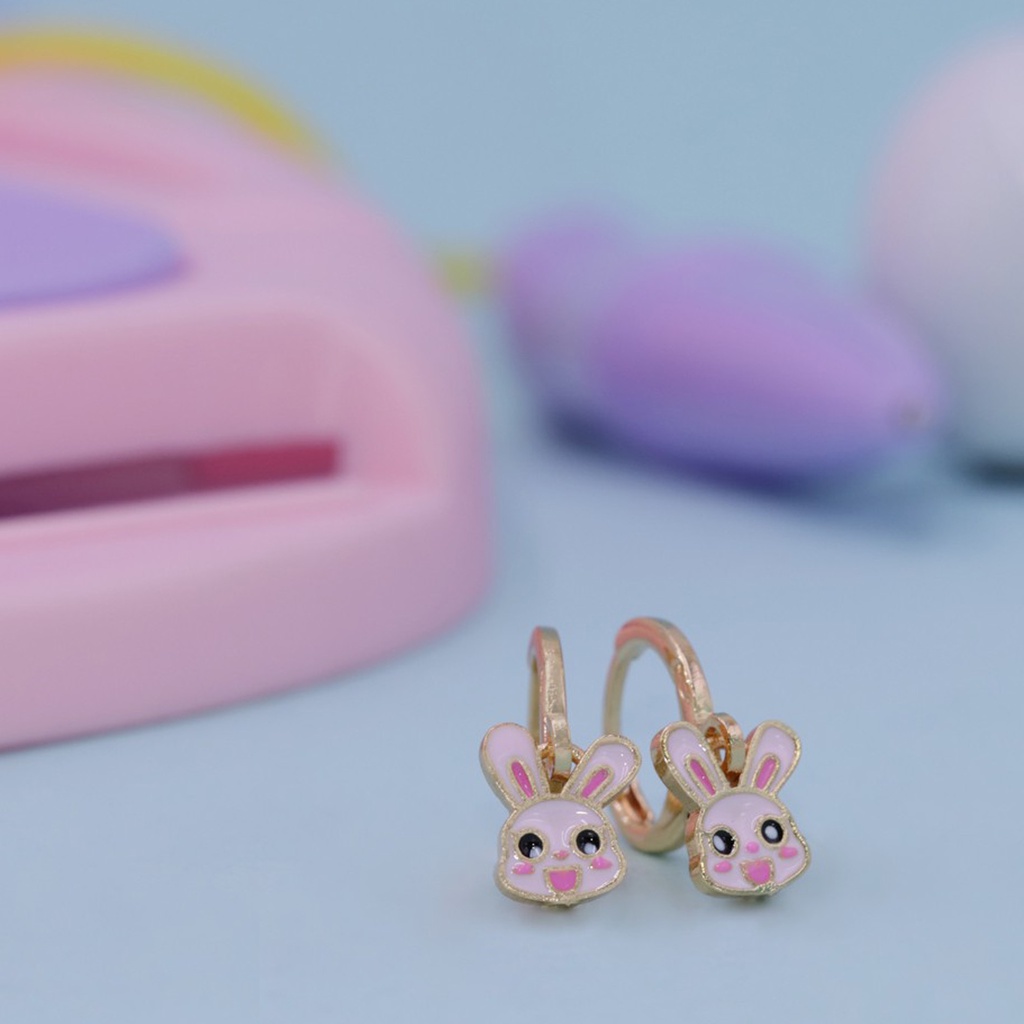 Anting Clip / Klip Bunny Kelinci Pink Perhiasan Aksesoris Wanita 768