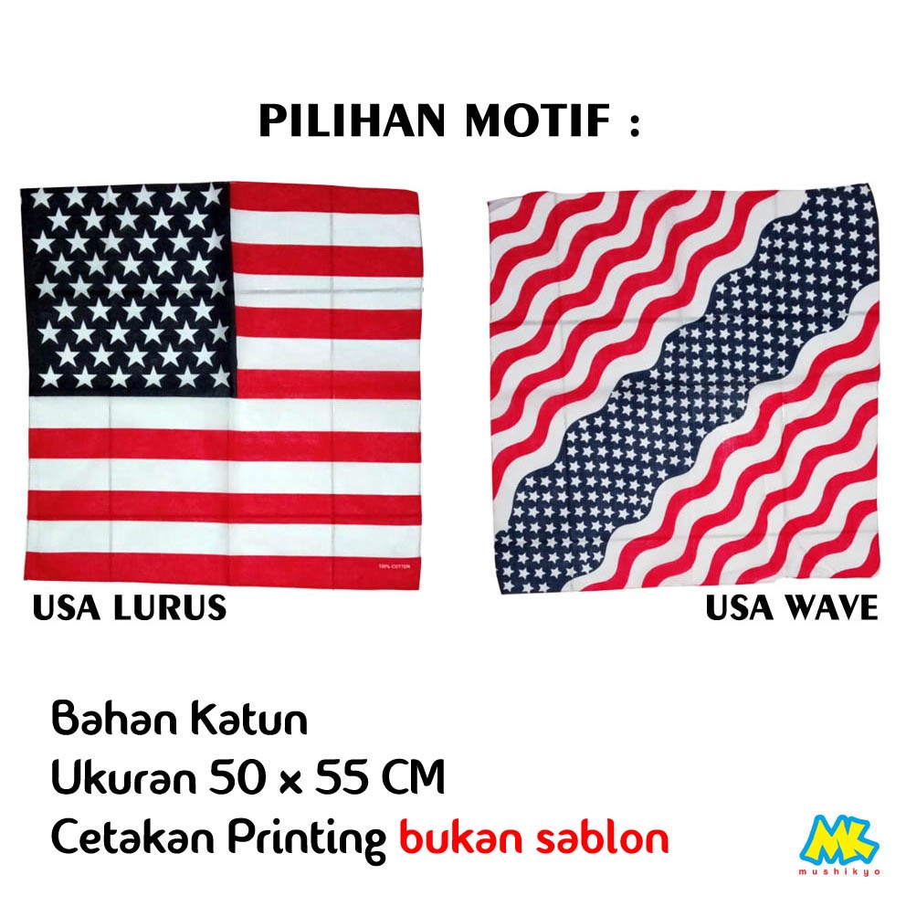 Bandana USA / Syal slayer motif Bendera Amerika-1