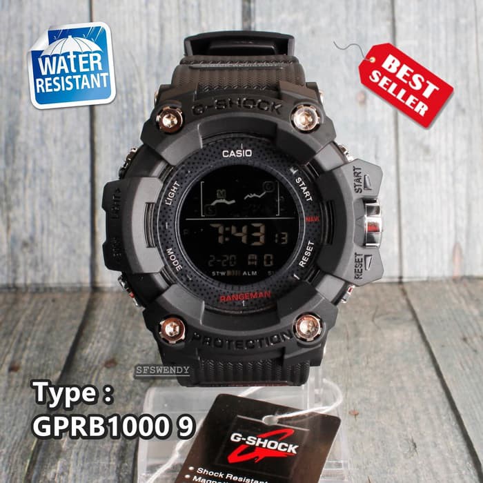 TERMURAH  G SHOCK GPRB-1000 Full Black Hitam army jam digital pria