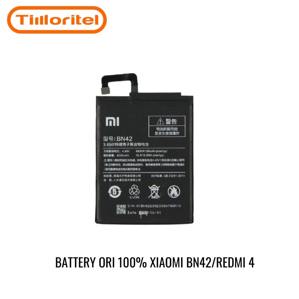 BATTERY BATRAI BATRE ORI 100% XIAOMI BN42 / REDMI 4