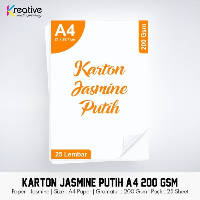 

READY STOCK! - KERTAS JASMINE PUTIH (A4 / 200 GSM / 1 PACK = 25 LBR) KERTAS HVS