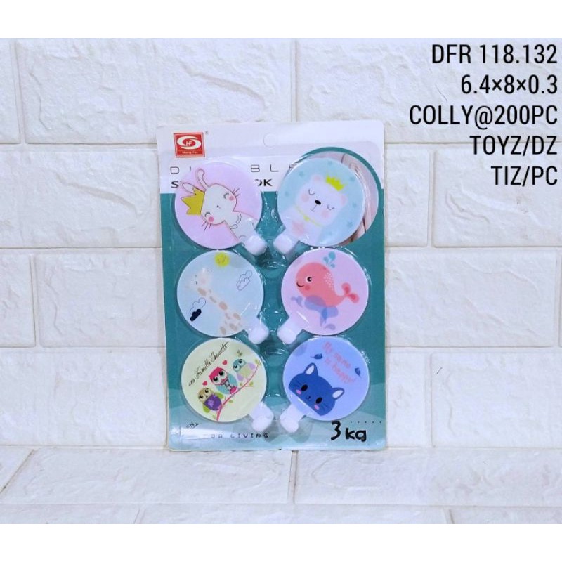 6pcs Tempelan Hook Serbaguna|Cantolan Baju|Cantolan Serbaguna|Disney