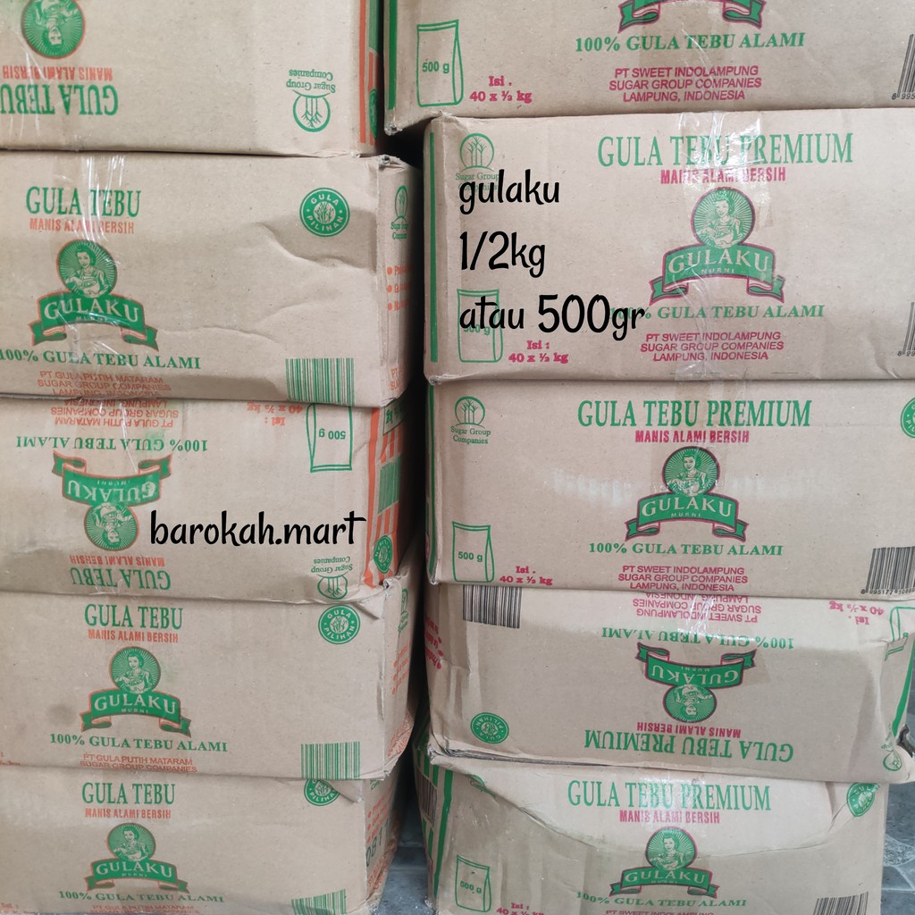 

Gula Gulaku kemasan 500gr atau 1/2kg Dus/Karton