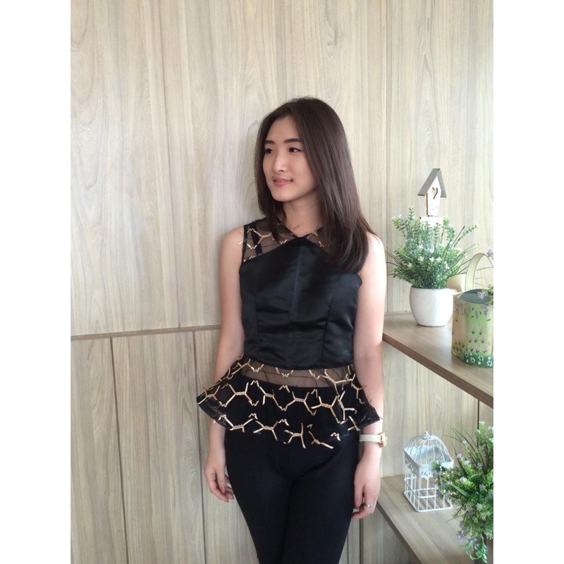 Lace Top/Party top/Korean Top/Atasan Brokat/Brokat top/cny top/atasan pesta/atasan kondangan/atasan 