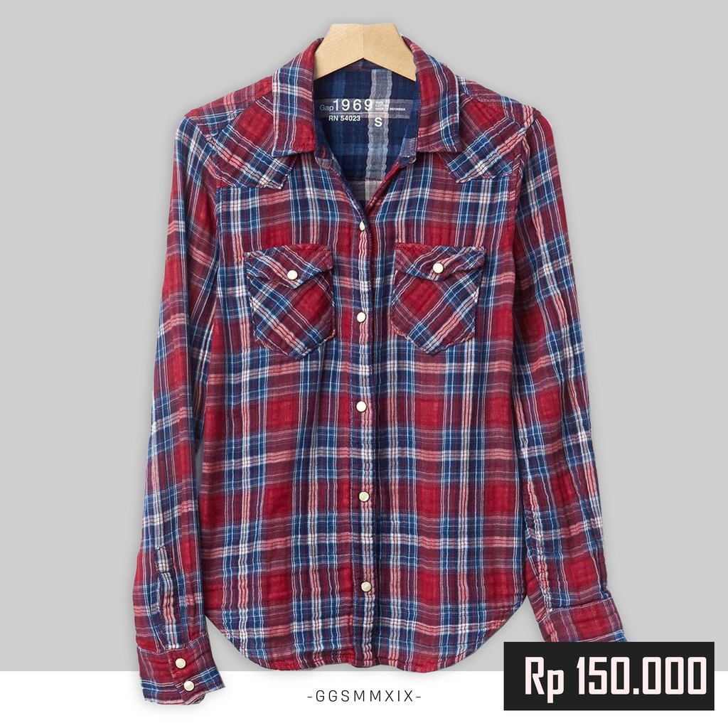 GAP Tartan Shirt Red Original Brand New | Kemeja Flanel Unisex Original Branded GAP | Kemeja Tartans