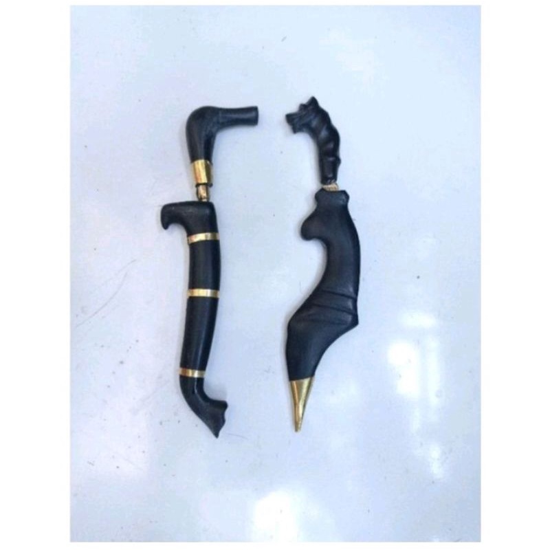 Paket sepasang kris kujang dan kris rencong kuningan
